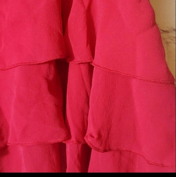 BCBGMaxazria Red Halter Top with Tiered Ruffles - Picture 7 of 9